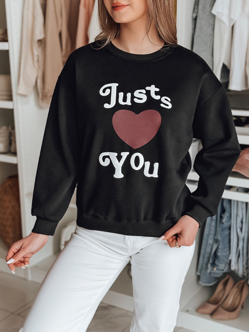 Damen Sweatshirt in Übergröße bedruckt JUST LOVE YOU schwarz Dstreet BY1472