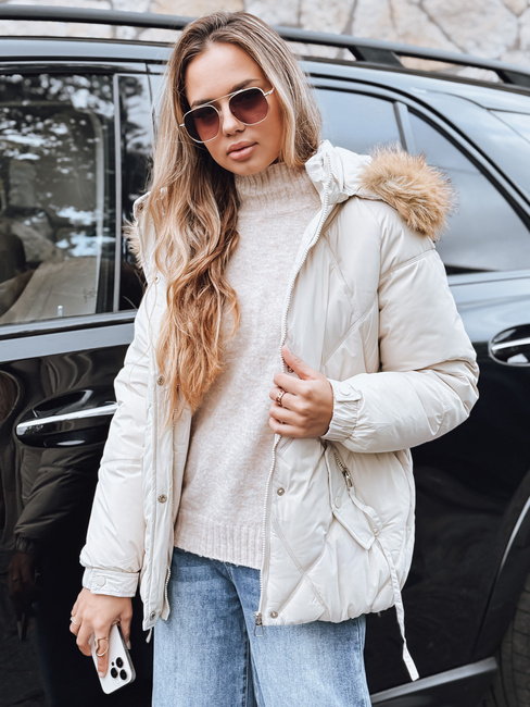 Damen Winter Steppjacke mit Kapuze weiß Dstreet TY5236