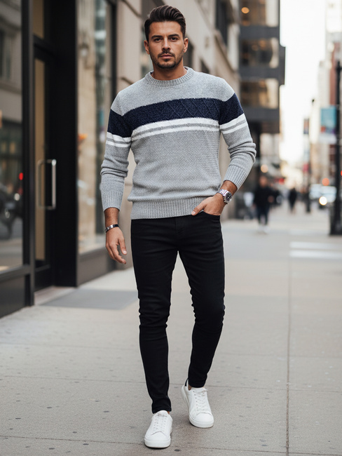 Grauer Pullover für Männer Dstreet WX2245z