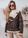 Damen NORFDIMA Lederjacke mit Schafsfell Mantel Kaffee Dstreet TY4736