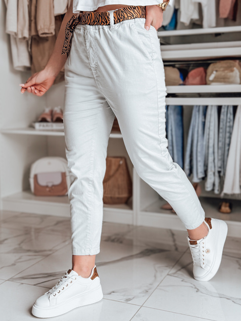 Damen Freizeithose mit Gürtel MADELINA hellgrau Dstreet UY2625