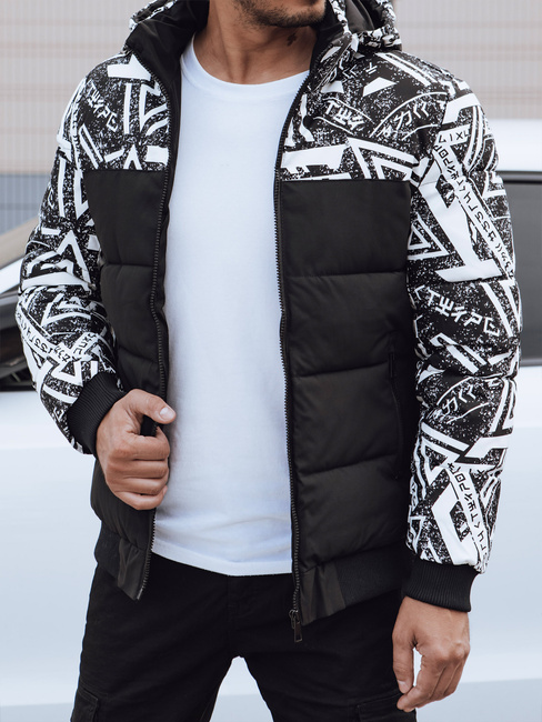 Herren Steppwinterjacke mit Kapuze schwarz Dstreet TX4875