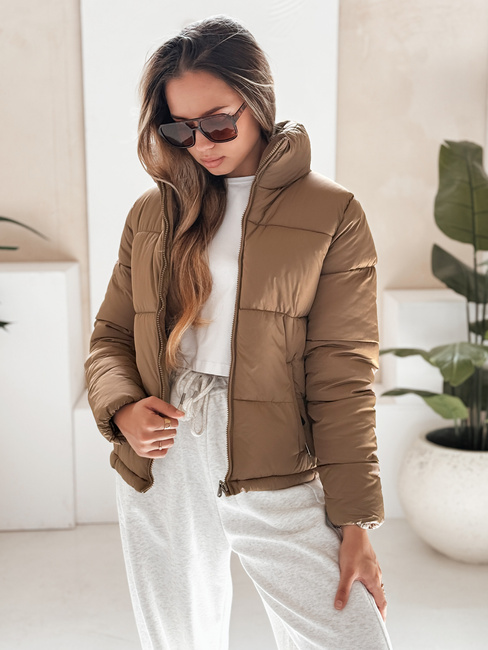 Damen Steppwinterjacke LAROSE dunkelbeige Dstreet TY5217