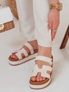 Damen Klettverschluss PLATFOR flip-flops beige Dstreet ZY0866