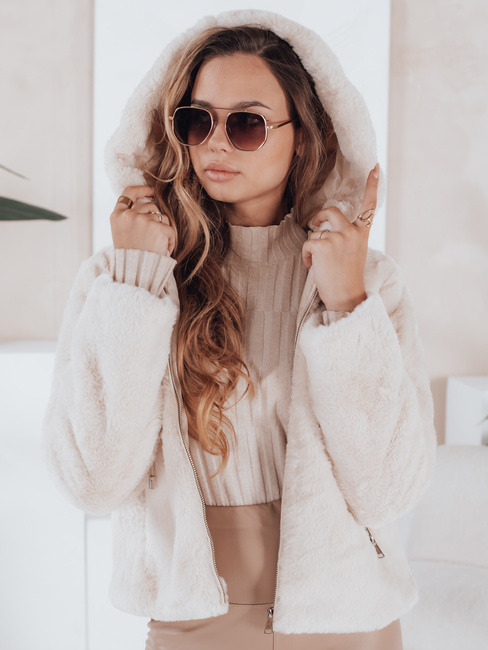 Damen Kurzmantel ELMIRIS beige Pelzmantel Dstreet TY4994
