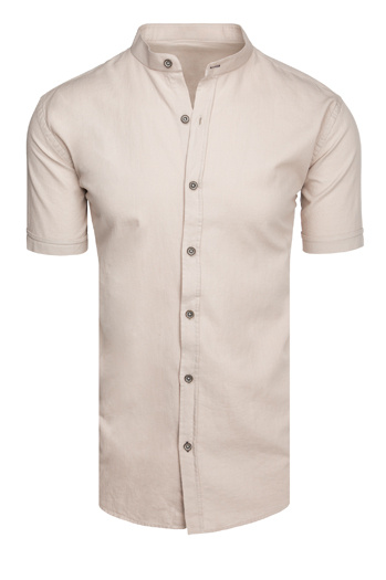 Kurzärmeliges beigefarbenes Herrenhemd Dstreet KX1061