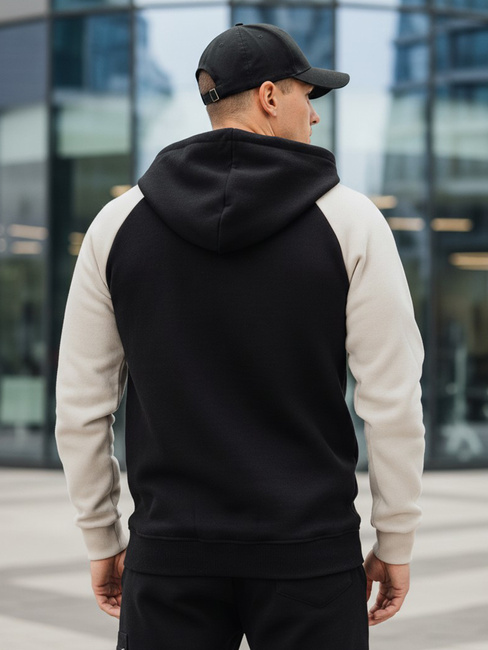 Herren-Kapuzenpulli mit Asche und schwarzen Streifen Dstreet BX5898