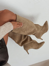 Damenstiefel mit weitem Schaft aus Wildleder beige Dstreet ZY1025