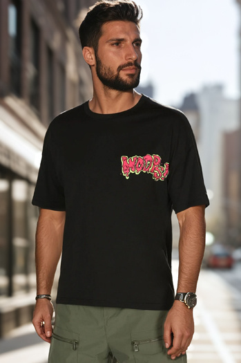 Bedrucktes Herren-T-Shirt schwarz Dstreet RX5645