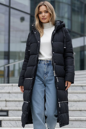 Lange Damen Winterjacke navy blau Dstreet TY5467