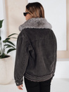 Damen FURDENIM Jeansjacke mit Kunstfell dunkelgrau Dstreet TY5185