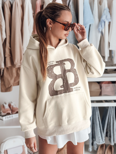 Damen Kapuzenpulli in Übergröße LITESSO beige Dstreet BY1418