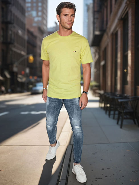 Herren-T-Shirt mit Stickerei gelb Dstreet RX5636