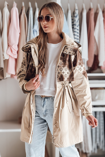 Damen Übergangs-Parka-Jacke FERIPARKA dunkelbeige Dstreet TY4876