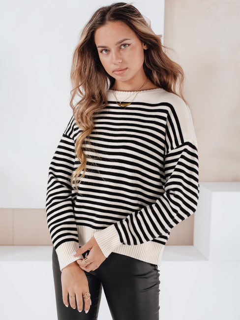 Gestreifter Damen-Pullover ELVARA beige Dstreet MY2523