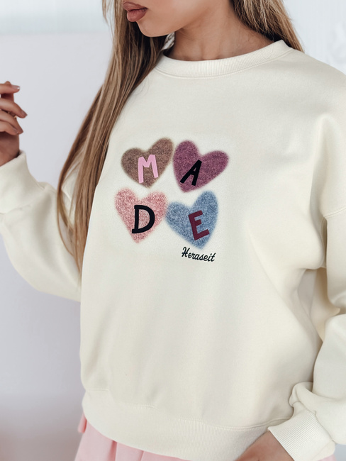 Damen Sweatshirt in Übergröße mit Herzen MADELIN beige Dstreet BY1461
