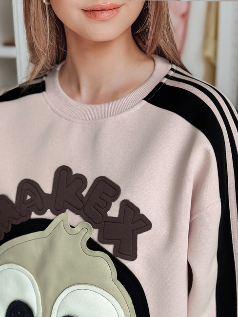 Damen Sweatshirt in Übergröße mit Aufnähern CUTE MAKEX rosa Dstreet BY1493