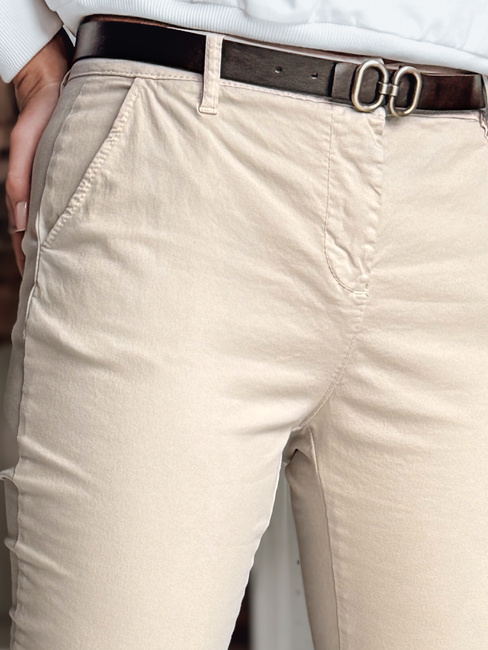 Damen Slim Fit Hose mit Gürtel LINESKA hellbeige Dstreet UY2573