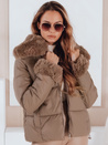 Kurze Damen Steppjacke mit Fell Dstreet camel TY5069