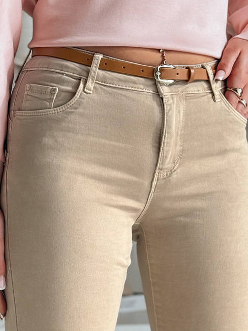 CLARET Damen Denim-Hose mit Gürtel Set in hellbraun Dstreet UY2455