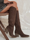 Damenstiefel aus Wildleder mit Absatz braun Dstreet ZY1062