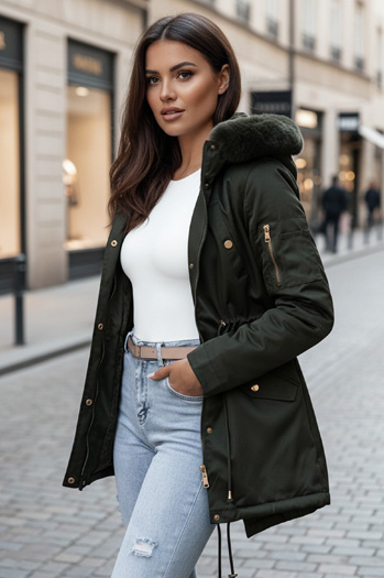 Damen Winter Parka Jacke mit Fell ERISS grün Dstreet TY4534z