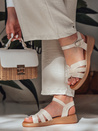 Damen Sandalen mit niedrigem Absatz SANTORIA beige Dstreet ZY0836