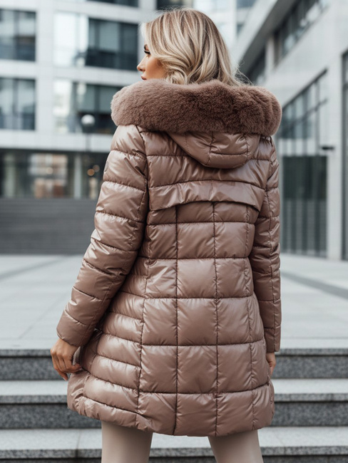 WINTERZIP Damen Steppwinterjacke mit Kapuze beige Dstreet TY4567