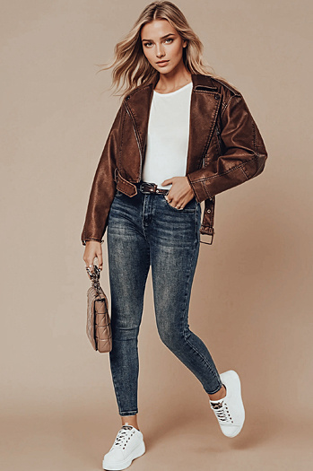 Damen SKINNYJEAN Denim-Hose mit Gürtel navy blau Dstreet UY2328