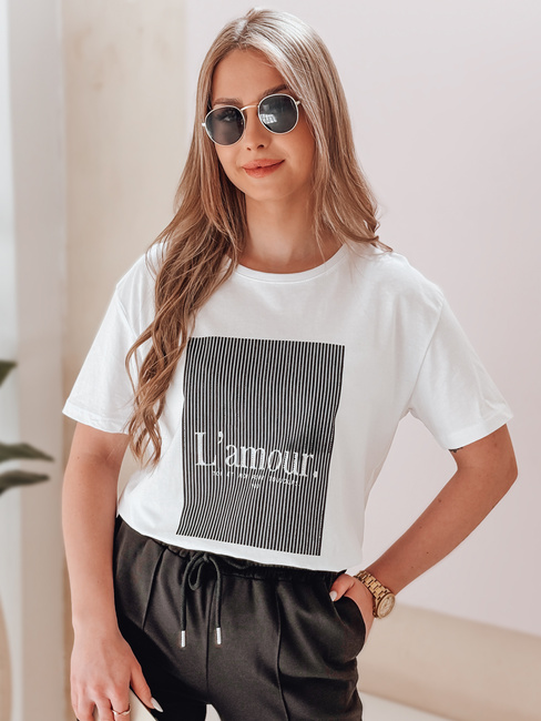 Damen T-shirt mit Aufdruck LAMOUR Farbe Weiß DSTREET RY2588