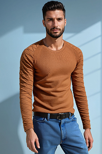 Herren Pullover in Camel WX2289