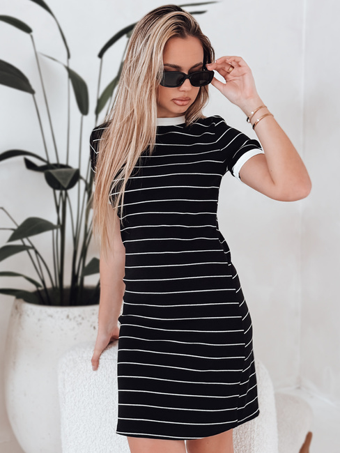 Gestreiftes Minikleid für Frauen FITLINES schwarz Dstreet EY2584