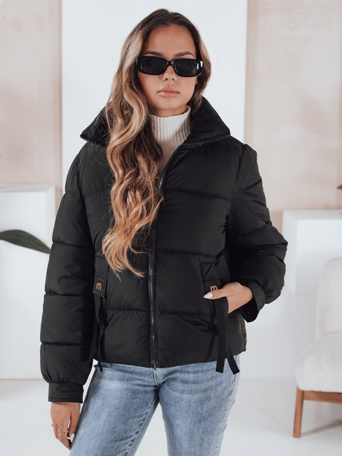 Gesteppte Damen Winterjacke mit Kapuze schwarz Dstreet TY5064
