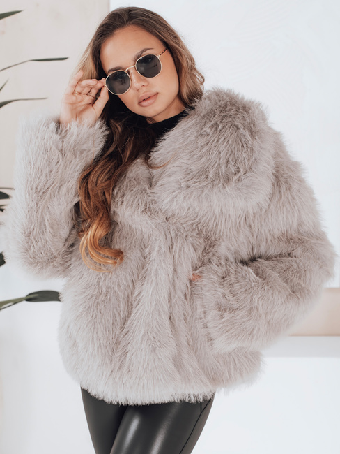 Kurzer grauer Damen-Pelzmantel ZARAFIA Dstreet TY5116