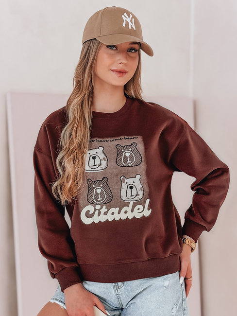 Damen Sweatshirt in Übergröße mit Teddybären MISOBEARS burgunderrot Dstreet BY1434