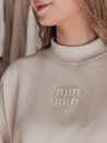 Damen Sweatshirt in Übergröße mit LOVASON Aufnäher beige Dstreet BY1420