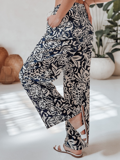 Damen Stoffhose mit weitem Bein TROPICAL SUN navy blau Dstreet UY2632