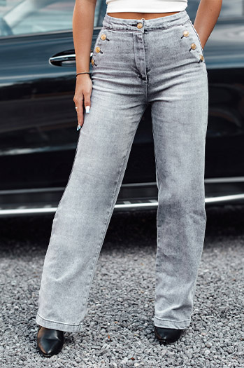 Damen ZIPELLA Baggy-Jeans mit hoher Taille grau Dstreet UY2207