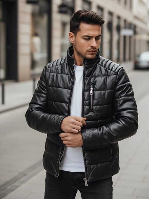 Isolierte Herren Lederjacke schwarz Dstreet TX5115