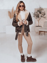 Damen NORFDIMA Lederjacke mit Schafsfell Mantel Kaffee Dstreet TY4736