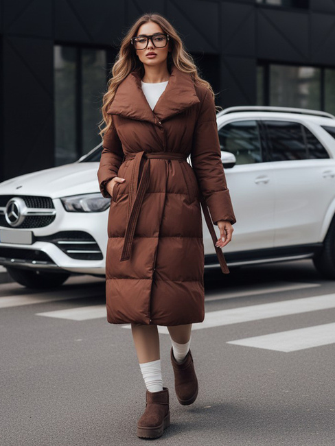 Langer Steppmantel für Frauen FAVI braun Dstreet TY4962