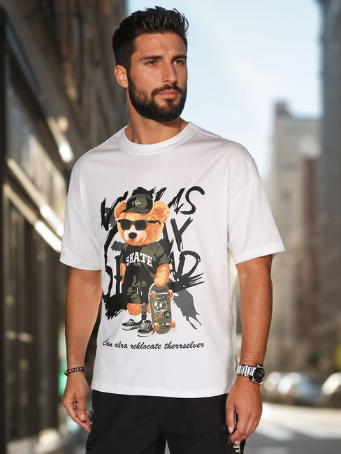 Bedrucktes Herren-T-Shirt weiß Dstreet RX5647