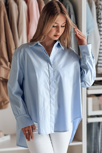 Damen Shirt in Übergröße mit längerem Rücken BLUOSIZE blau Dstreet DY0458