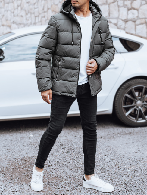 Herren Steppwinterjacke mit Kapuze in graphit Dstreet TX5053