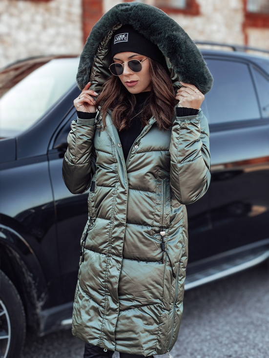 Damen ULTRAWAY gesteppte Winterjacke mit Kapuze grün Dstreet TY4754