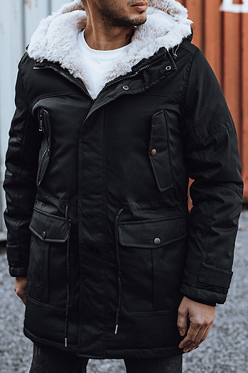 Herren Winter Parka Jacke mit Kapuze schwarz Dstreet TX4933