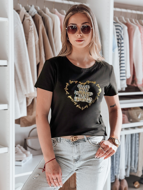 TEDDYCAP Damen Teddybär-T-Shirt schwarz Dstreet RY2746