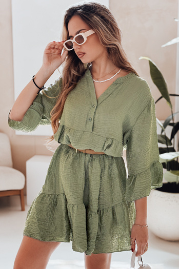 Sommer-Musselin-Kleid LYVONNE dunkelgrün Dstreet EY2616
