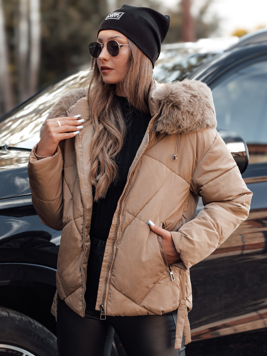 MODIVA gesteppte Damen Winterjacke mit Kapuze hellbeige Dstreet TY4725