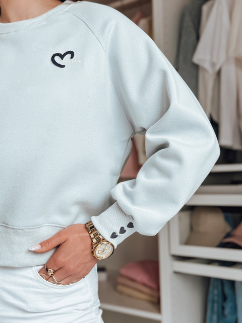 Damen Sweatshirt in Übergröße mit gestickten Herzen MONLOVE blau Dstreet BY1509